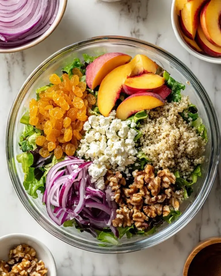Quinoa Salad with Feta & Peaches in a Lemon Apricot Vinaigrette Recipe