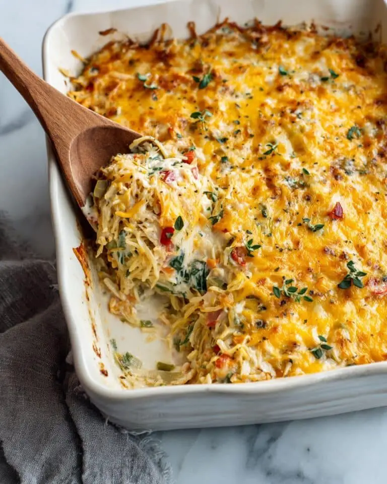 Creamy Spaghetti Casserole with Mushrooms and Cheddar Recipe