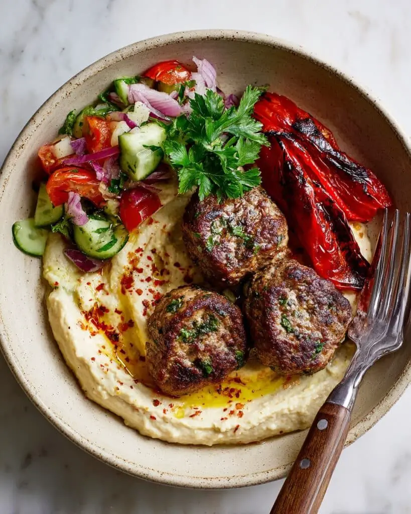 Hummus Bowl with Salad & Kofta Recipe