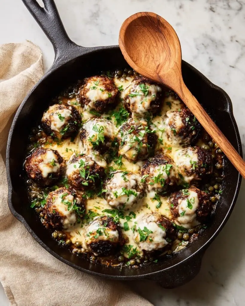 French Onion Meatballs with Caramelized Onions and Melted Gruyère Recipe