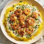 Creamy Shrimp Alfredo with Roasted Spaghetti Squash Recipe