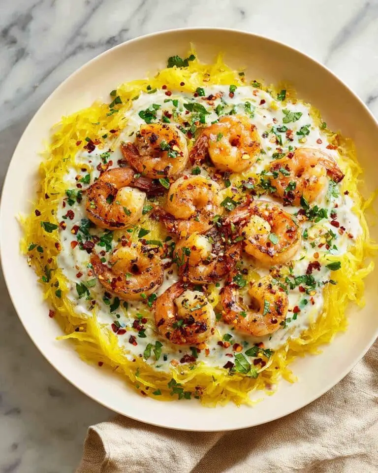 Creamy Shrimp Alfredo with Roasted Spaghetti Squash Recipe