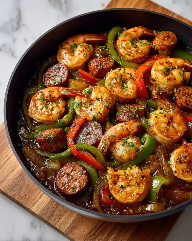 Spicy Cajun Shrimp Sausage Skillet Recipe