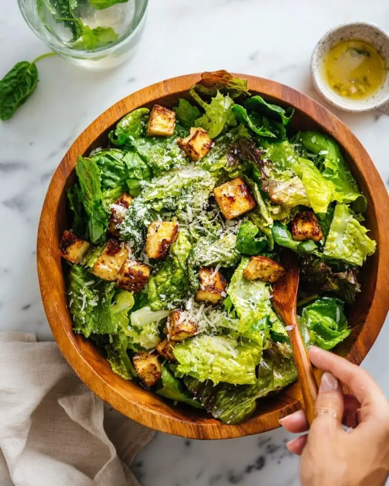 Sesame Herb Crouton Salad with Avocado and Lemon Sesame Vinaigrette Recipe