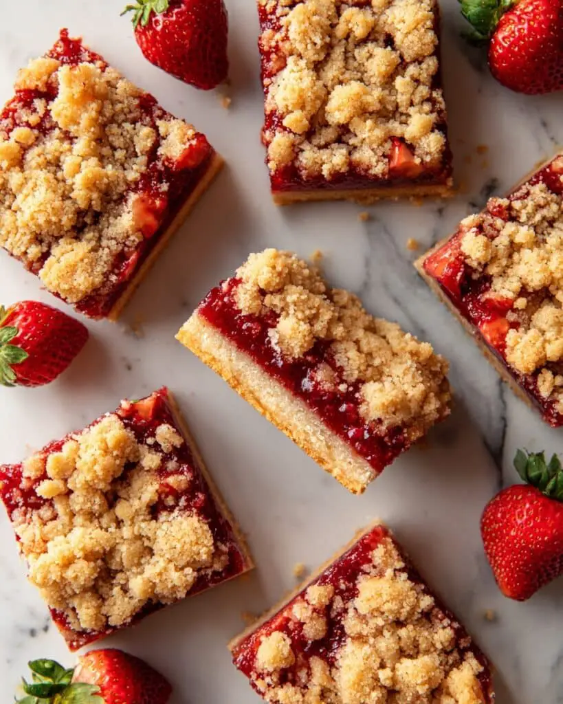 Strawberry Cheesecake Bars with Graham Cracker Crust and Crumble Topping Recipe