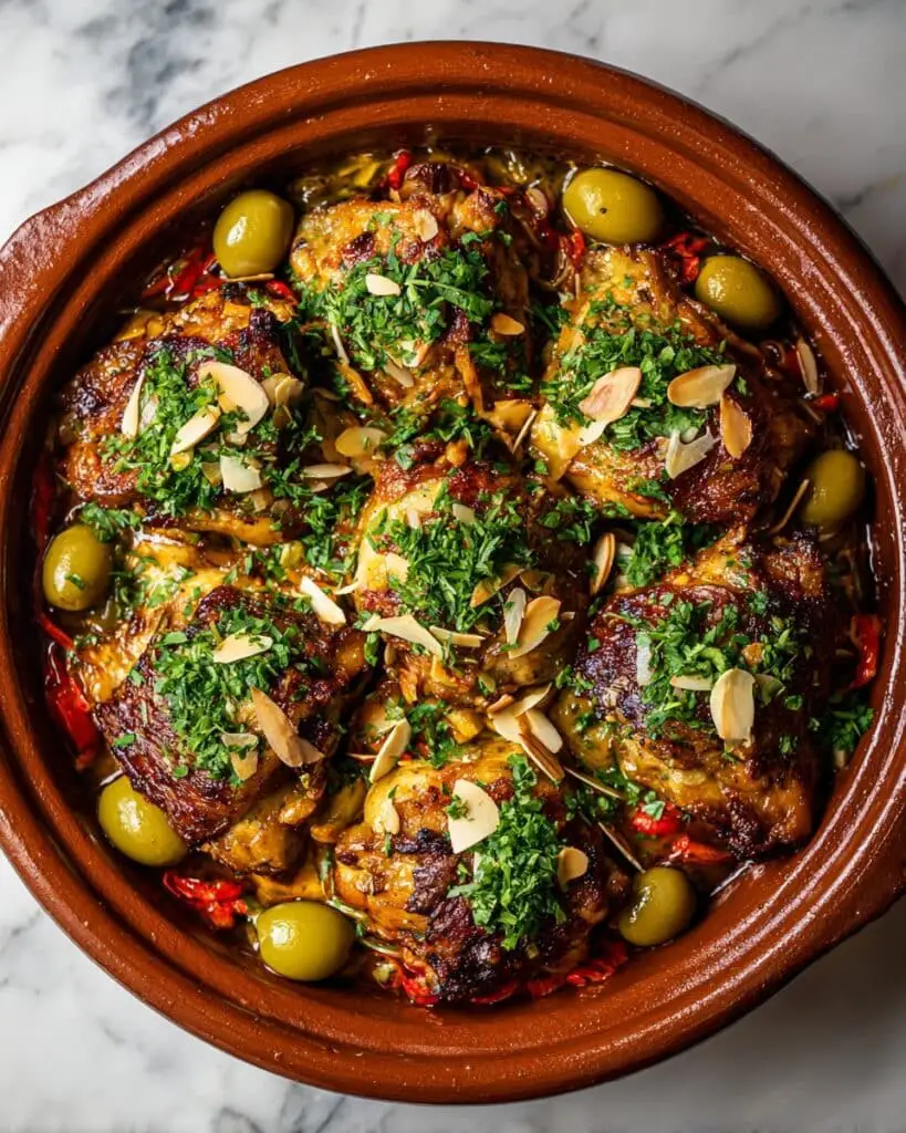 Moroccan Chicken Tagine with Apricots, Olives, and Spices Recipe