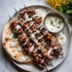 Greek Chicken Skewers with Feta Fries Recipe