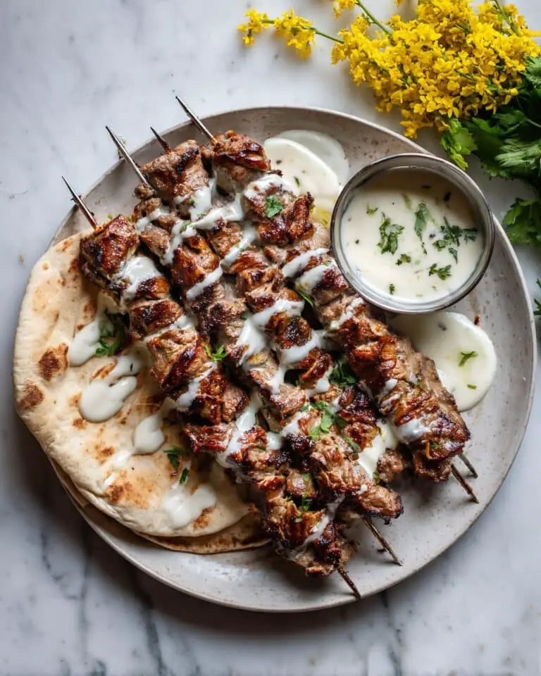 Greek Chicken Skewers with Feta Fries Recipe