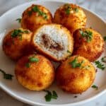 Golden Beef-Stuffed Rice Balls Recipe
