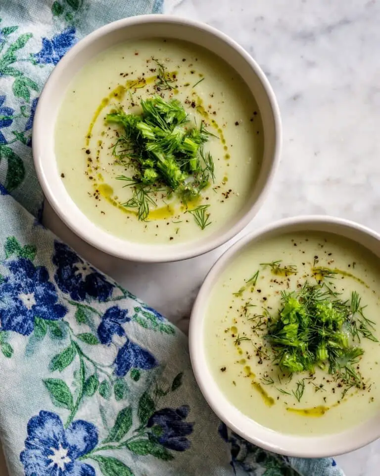 Creamy Vegan Celery Soup with Dill and Celery Leaf Salad Recipe