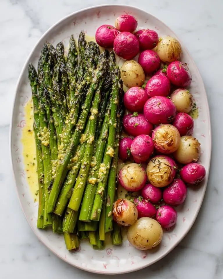 Roasted Radishes and Asparagus with Maple Mustard Dressing Recipe