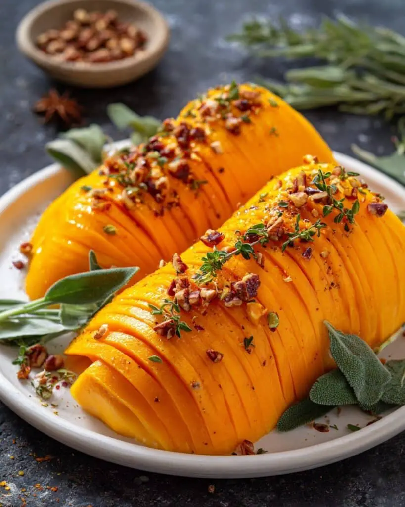 Roasted Hasselback Butternut Squash with Garlic, Chili Flakes, and Honey Recipe