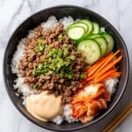 Korean Beef Rice Bowls with Gochujang Mayo Drizzle Recipe