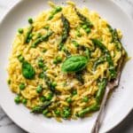Creamy Asparagus and Pea Orzo with Basil Recipe