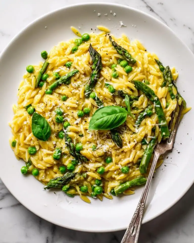 Creamy Asparagus and Pea Orzo with Basil Recipe