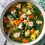 Creamy Cauliflower and Potato Soup with Asparagus, Peas, and Basil Recipe