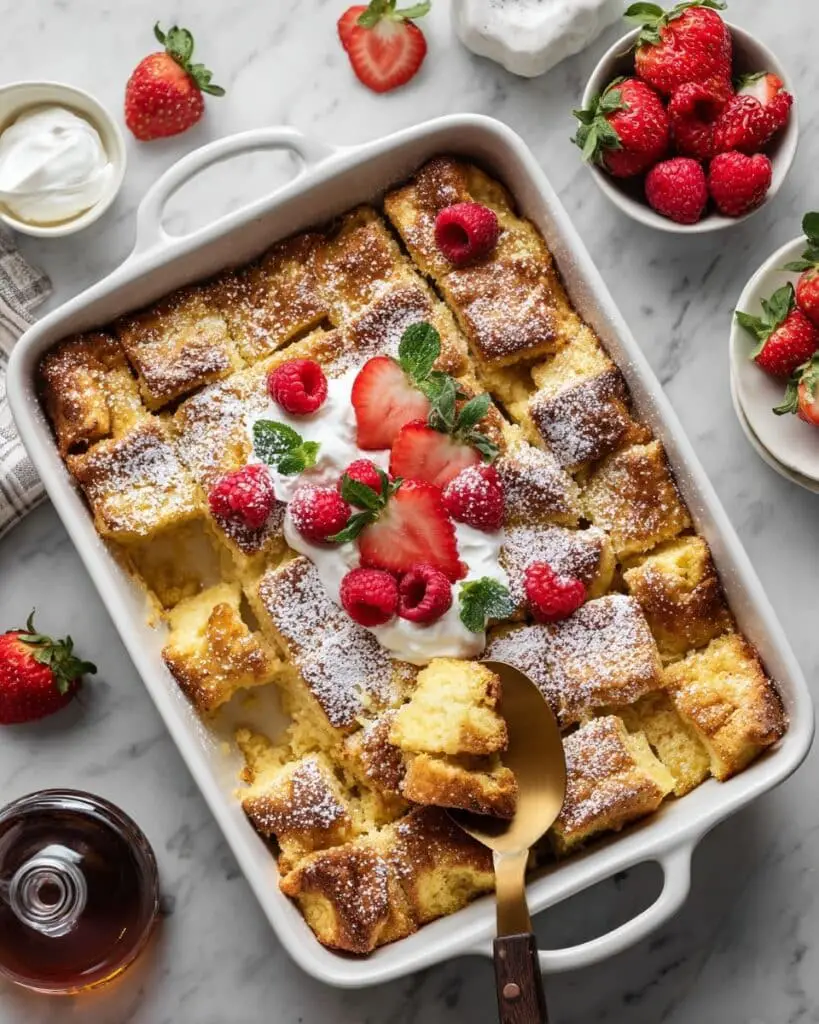 French Toast Casserole Recipe with Greek Yogurt and Caramelized Topping Recipe
