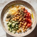 Savory Yogurt Bowl with Chickpeas, Eggs, and Vegetables Recipe