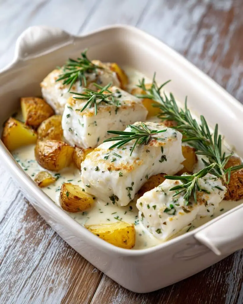 Cod & Potatoes in Rosemary Cream Sauce Recipe