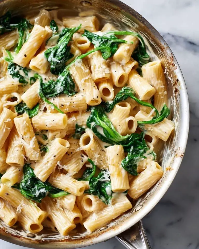 Creamy Spinach Pasta with Garlic Parmesan Sauce Recipe