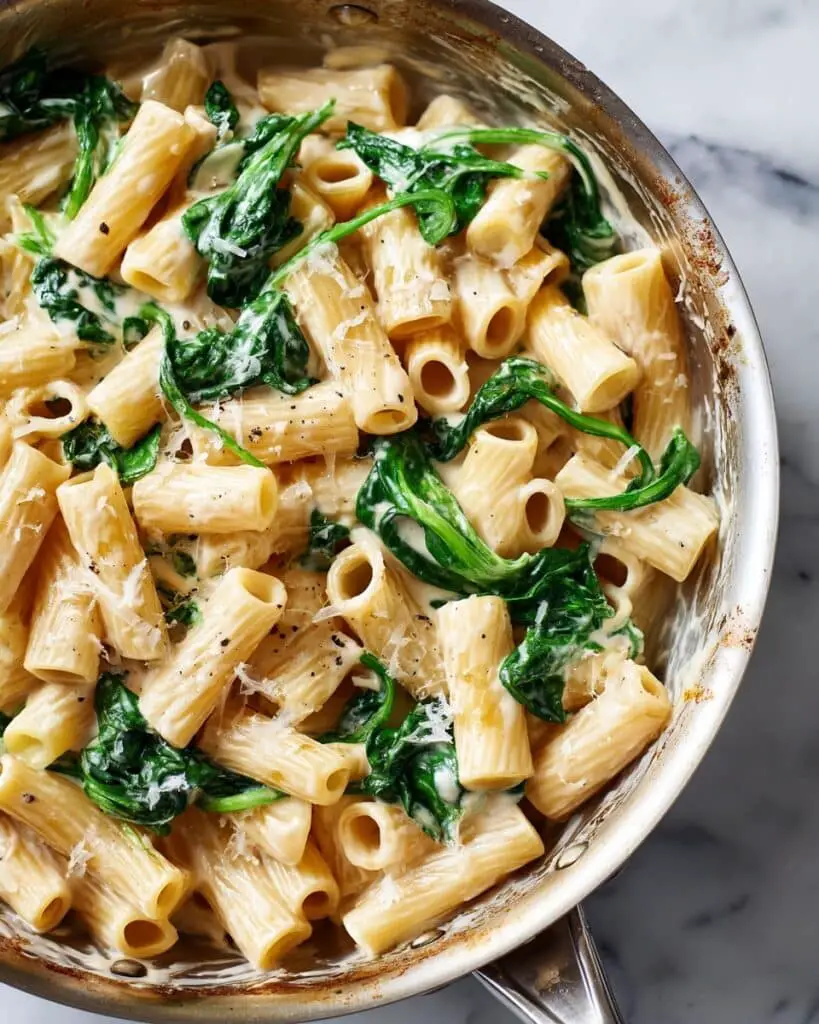 Creamy Spinach Pasta with Garlic Parmesan Sauce Recipe