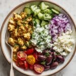 Chicken Gyro Bowls with Tzatziki, Feta, and Fresh Vegetables Recipe