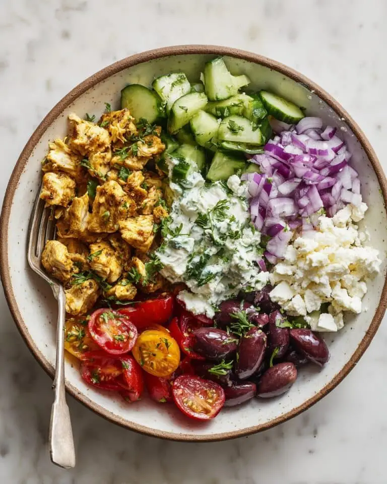 Chicken Gyro Bowls with Tzatziki, Feta, and Fresh Vegetables Recipe
