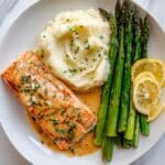 Garlic Butter Baked Salmon in Lemony Parmesan Cream Recipe