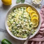 Lemon Orzo Salad with Fresh Herbs Feta and Cucumber Recipe