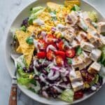 BBQ Chicken Salad with Ranch Dressing and Tortilla Chips Recipe