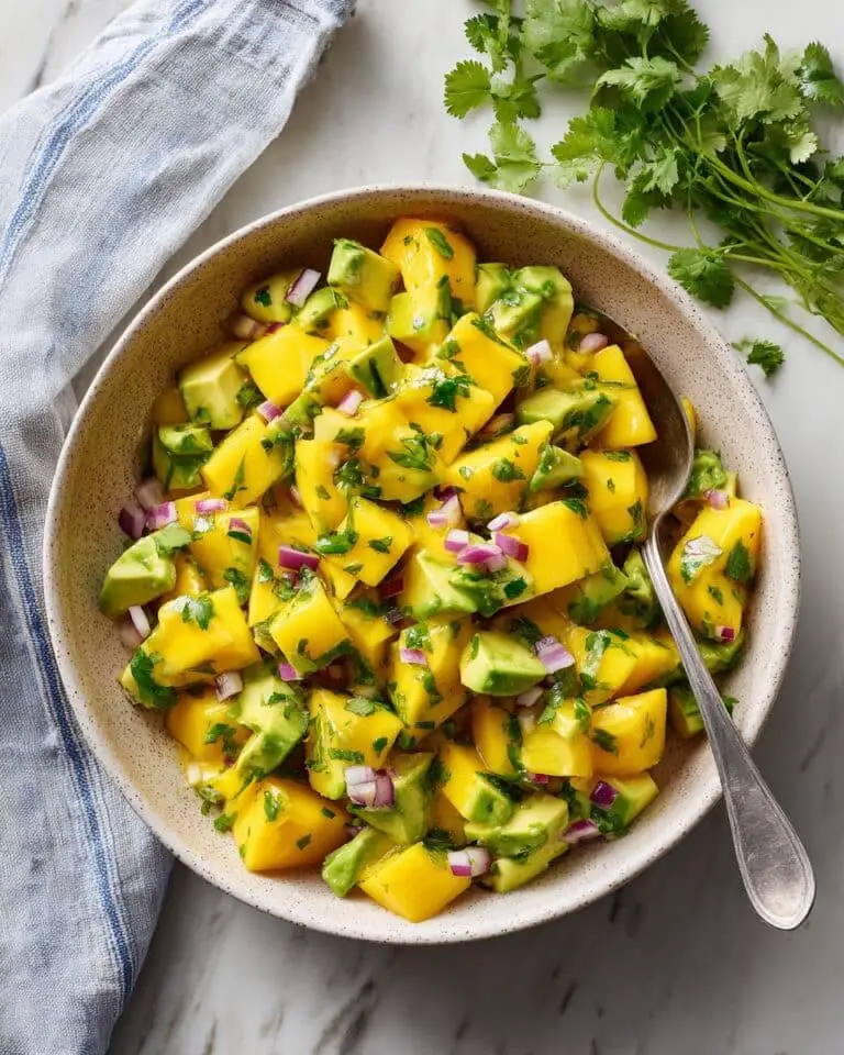 Fresh Mango Salad with Avocado, Red Onion, and Cilantro in a Lime Vinaigrette Recipe