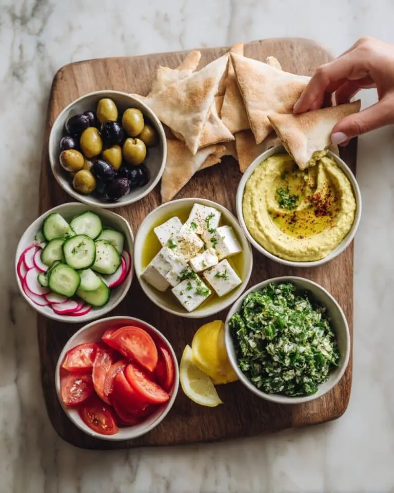 Mezze Platter with Mediterranean Dips, Cheeses, and Fresh Veggies Recipe