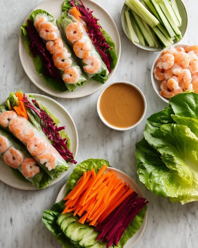 Shrimp Lettuce Wraps with Spicy Peanut Dipping Sauce Recipe