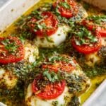 Basil Pesto Tomato Mozzarella Chicken Bake Recipe