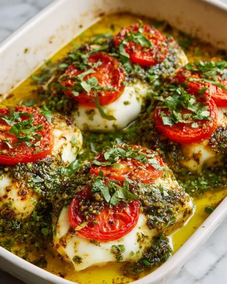 Basil Pesto Tomato Mozzarella Chicken Bake Recipe