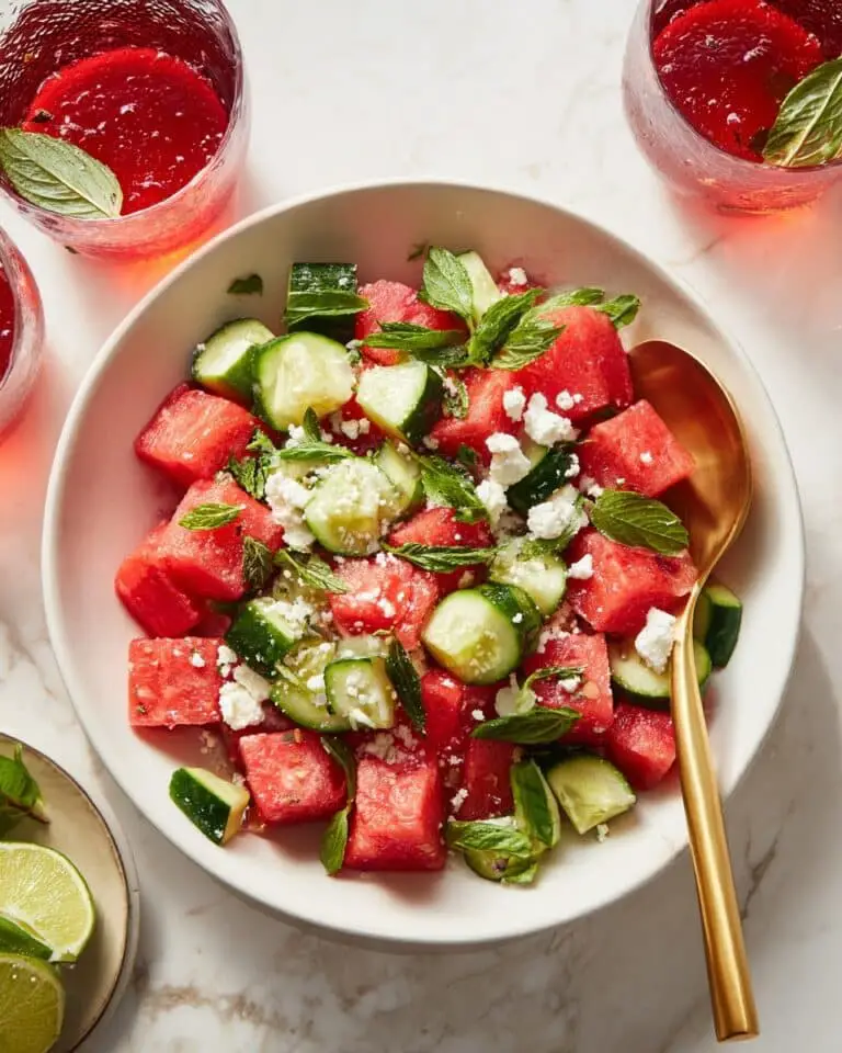 Watermelon Salad with Feta, Cucumber, and Fresh Herbs Recipe