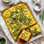 Sheet Pan Eggs with Cottage Cheese, Feta, and Fresh Herbs Recipe