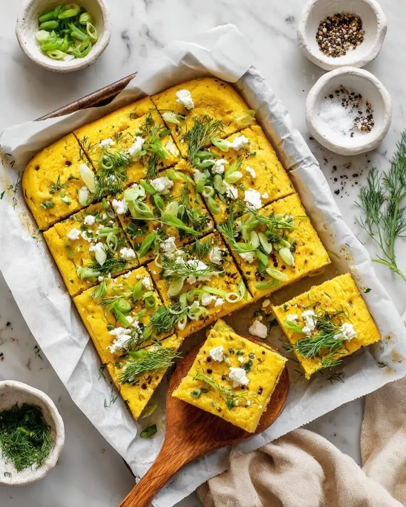 Sheet Pan Eggs with Cottage Cheese, Feta, and Fresh Herbs Recipe