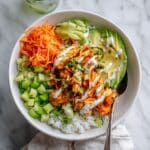 Buffalo Chicken Bowls with Crispy Veggies, Ranch, and Cheddar Recipe
