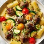 Chicken Sausages with Zucchini, Cherry Tomatoes, and Pasta Recipe