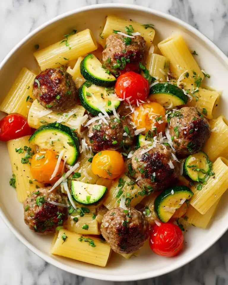 Chicken Sausages with Zucchini, Cherry Tomatoes, and Pasta Recipe