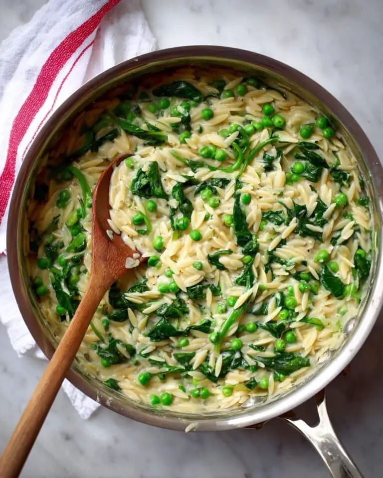 Lemon Orzotto with Spinach and Peas Recipe
