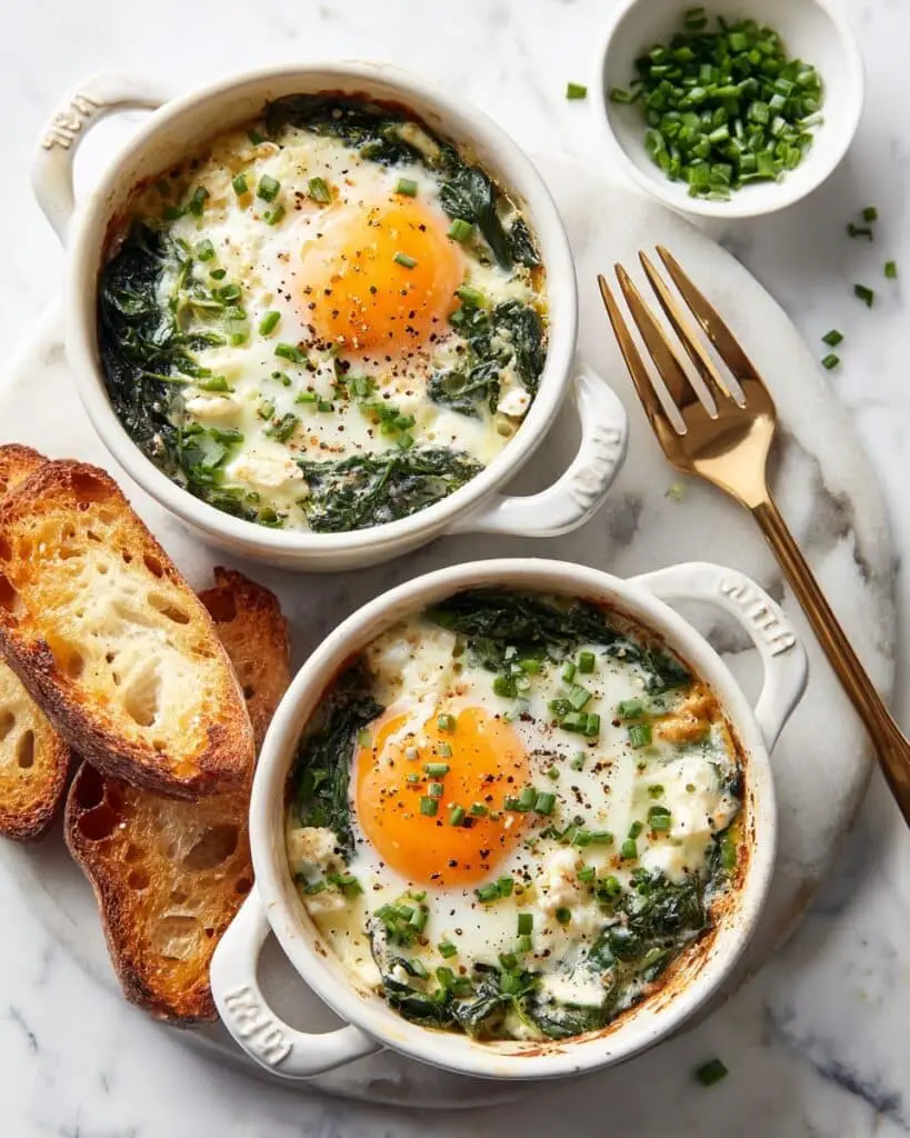 Creamy Spinach Baked Eggs Recipe