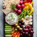 Simple Crudités Platter with Tzatziki and Mediterranean Delights Recipe