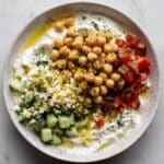 Savory Yogurt Bowl with Chickpeas, Eggs, and Mediterranean Vegetables Recipe