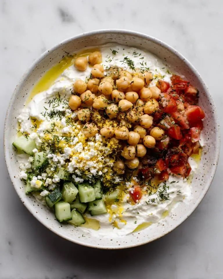 Savory Yogurt Bowl with Chickpeas, Eggs, and Mediterranean Vegetables Recipe
