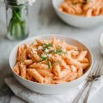 Vegan Pink Pasta with Roasted Garlic and Tofu Recipe
