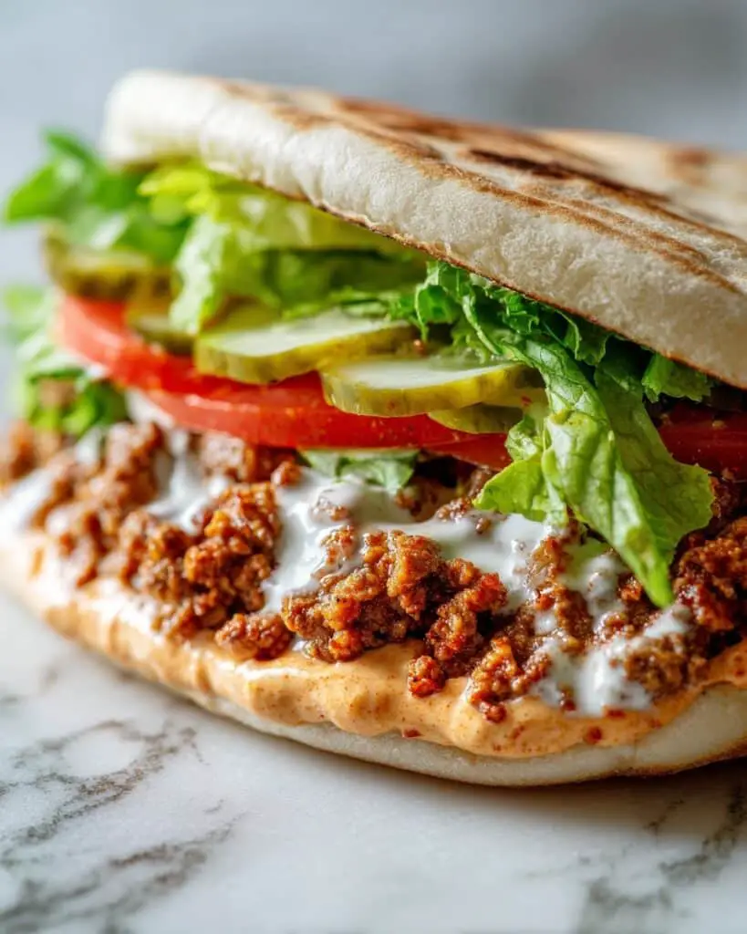 Middle Eastern Ground Beef Pita Sandwich Recipe