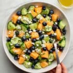 Blueberry Peach Feta Salad with Lemon Basil Vinaigrette Recipe