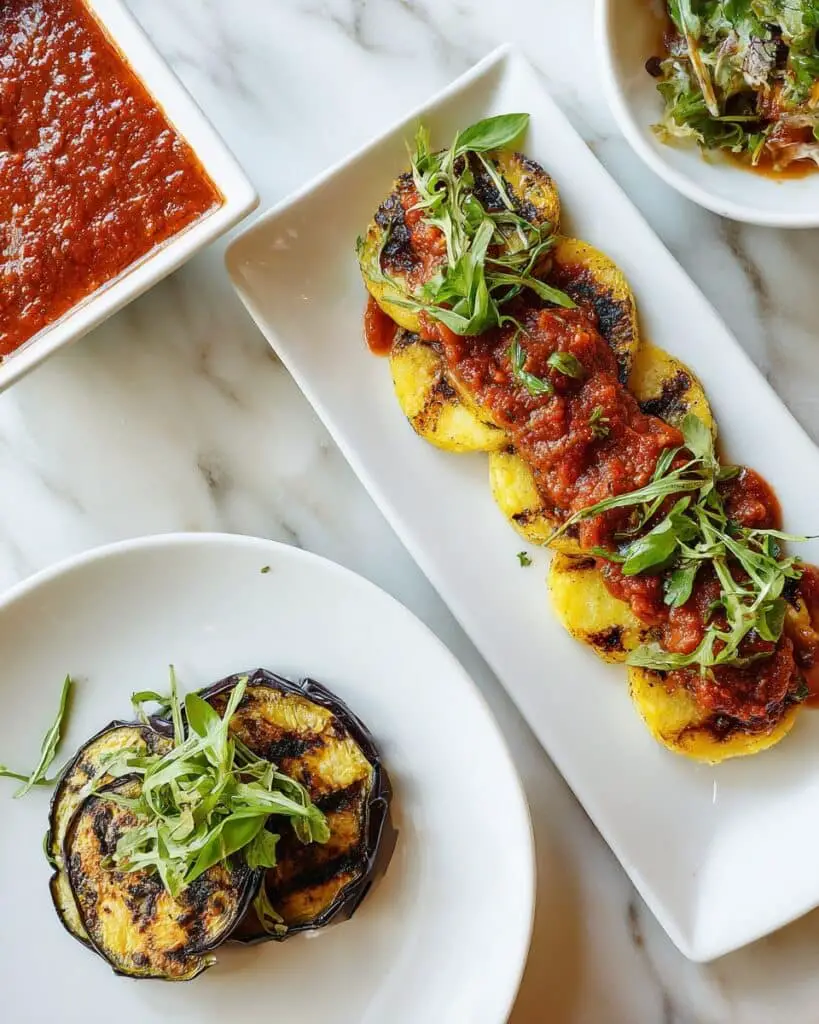 Crispy Polenta with Eggplant and Romesco Sauce Recipe